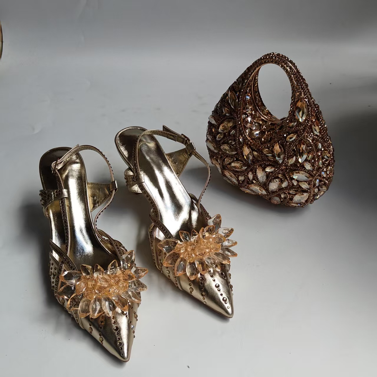 Women Shoes Sandals - Full Diamond Pointed Baotou High Heels