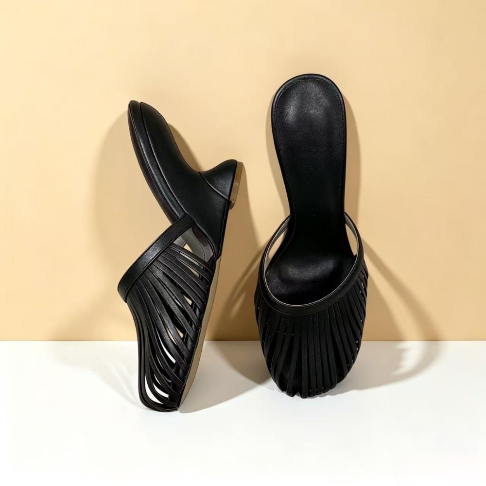 Women Shoes Mules - 2026 Summer Women Metallic Strap Cutout