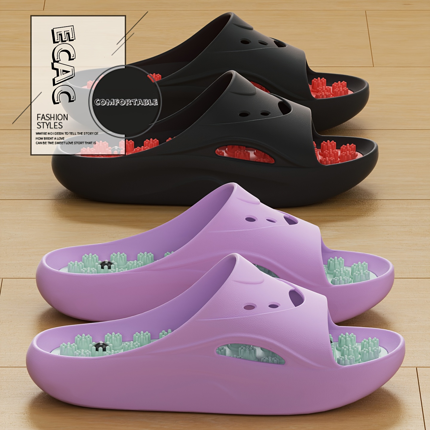 Women'S Shoes For Flat Feet - Women Men EVA Massage Slippers Thick