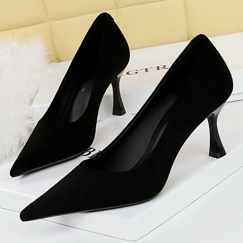 Women Shoes Zara - BIGTREE Shoes Suede Black Women Pumps