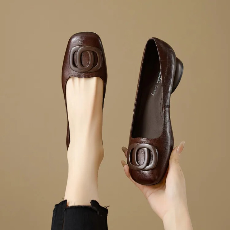 Women Shoes Loafers - French Style Women Shoes Pumps Leather