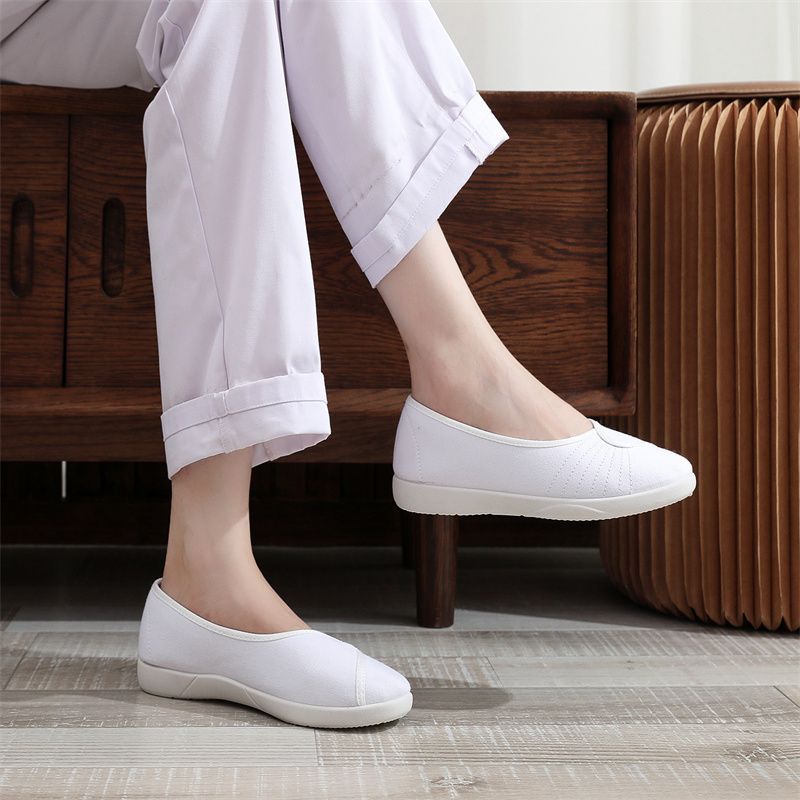 Women'S Shoes For Standing All Day - Soft Cloth Work Shoes Women White