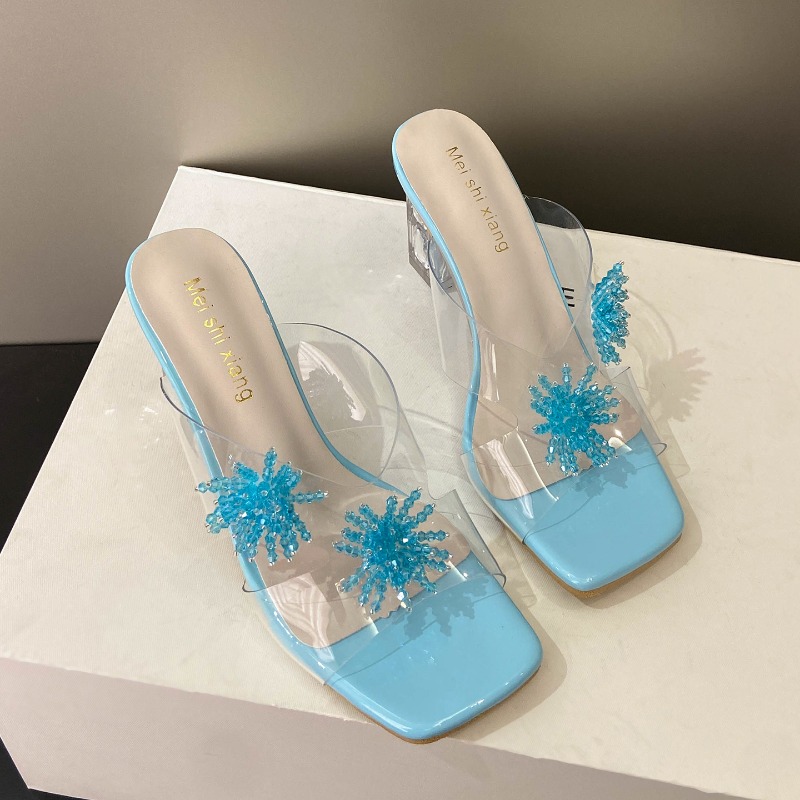 Women Shoes Mules - New Women High Heels Water Diamond
