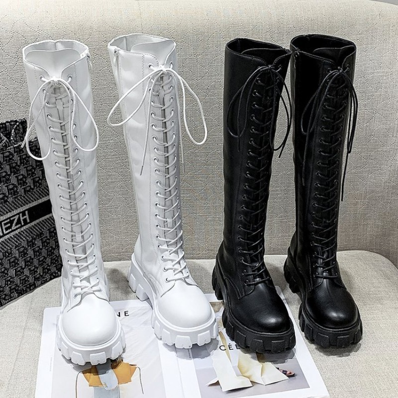 High Knee Heel Boots - Women Knee High Boots Lace Up