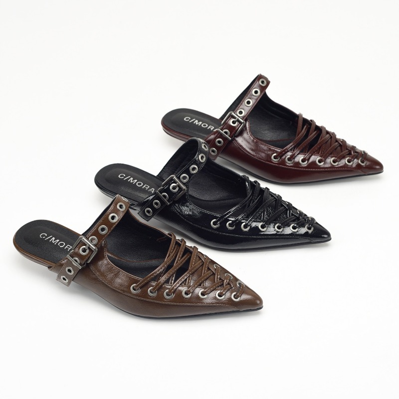 Women Shoes Sandals - Pointed Toe Lace Up Women Slippers