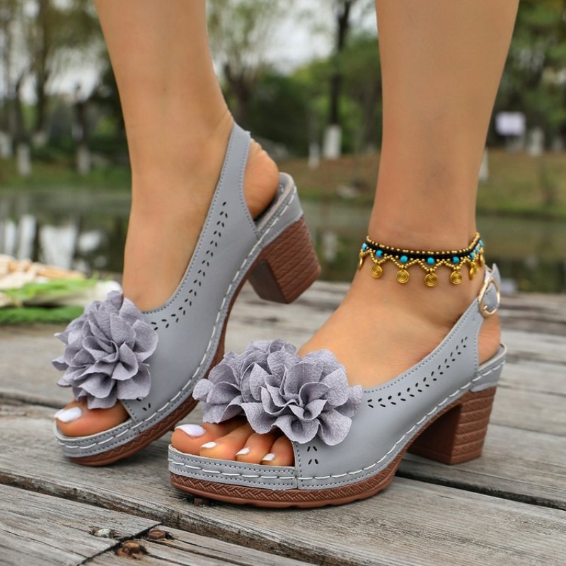 Vintage Flower Decorate Peep T - огляд і ціна Peep Toe Heels