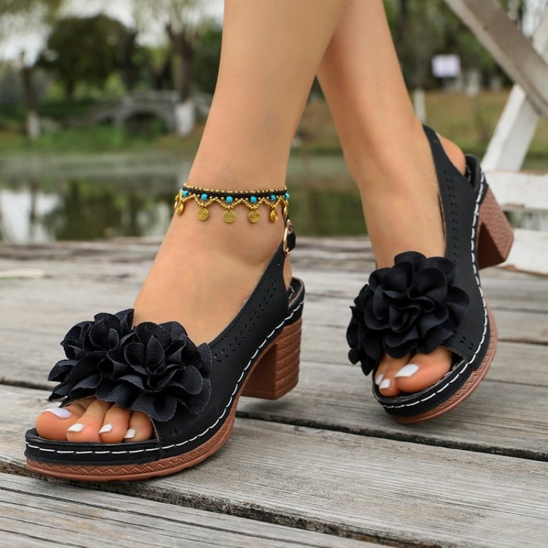 Vintage Flower Decorate Peep T - огляд і ціна Peep Toe Heels
