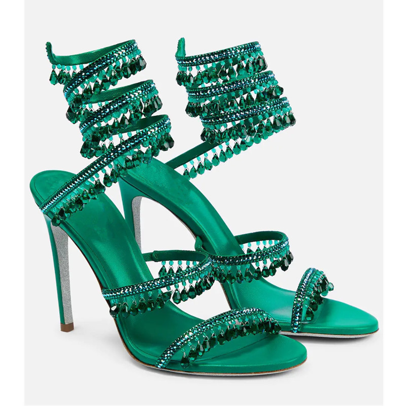 Sexy Green Crystal Fringe Stil - огляд і ціна Peep Toe Heels