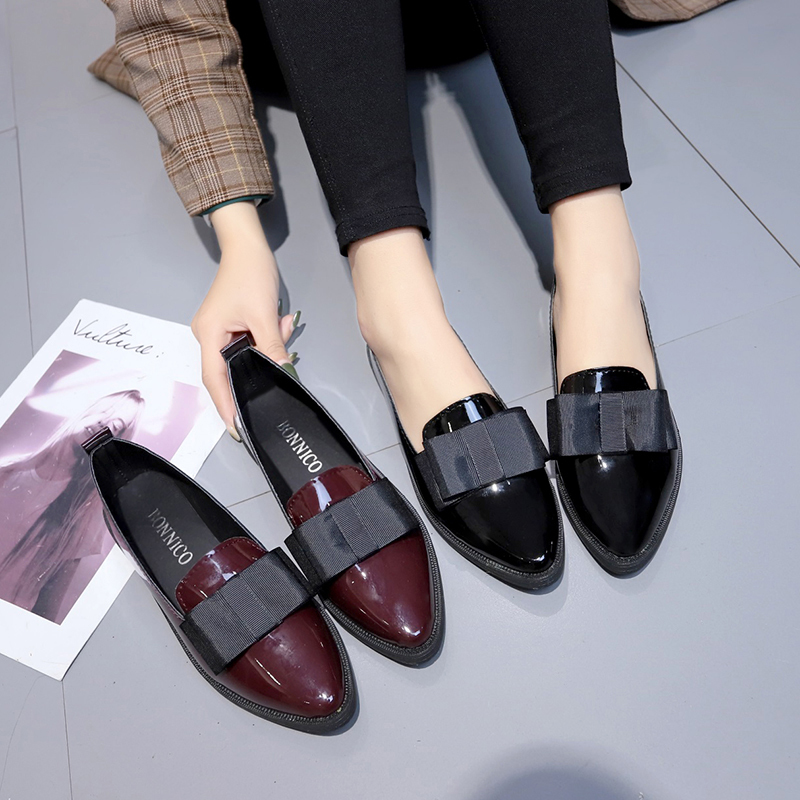 Black/ Wine Red Patent Leather - огляд і ціна Women Shoes Loafers