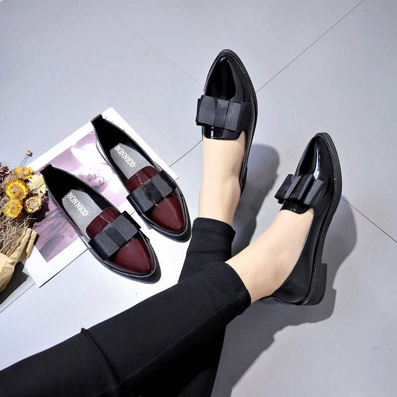 Black/ Wine Red Patent Leather - огляд і ціна Women Shoes Loafers