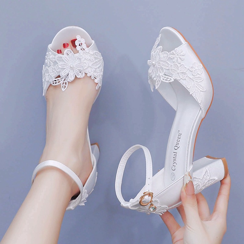 Women White Silk High Heels Su - огляд і ціна Peep Toe Heels