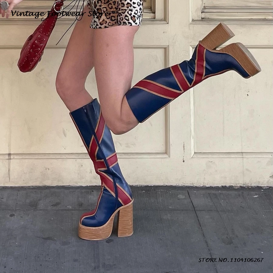 Patchwork Leather Platfrom Kne - огляд і ціна High Knee Heel Boots