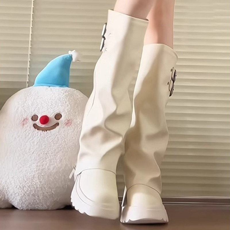 Punk Style Splicing Thick Bott - огляд і ціна High Knee Heel Boots