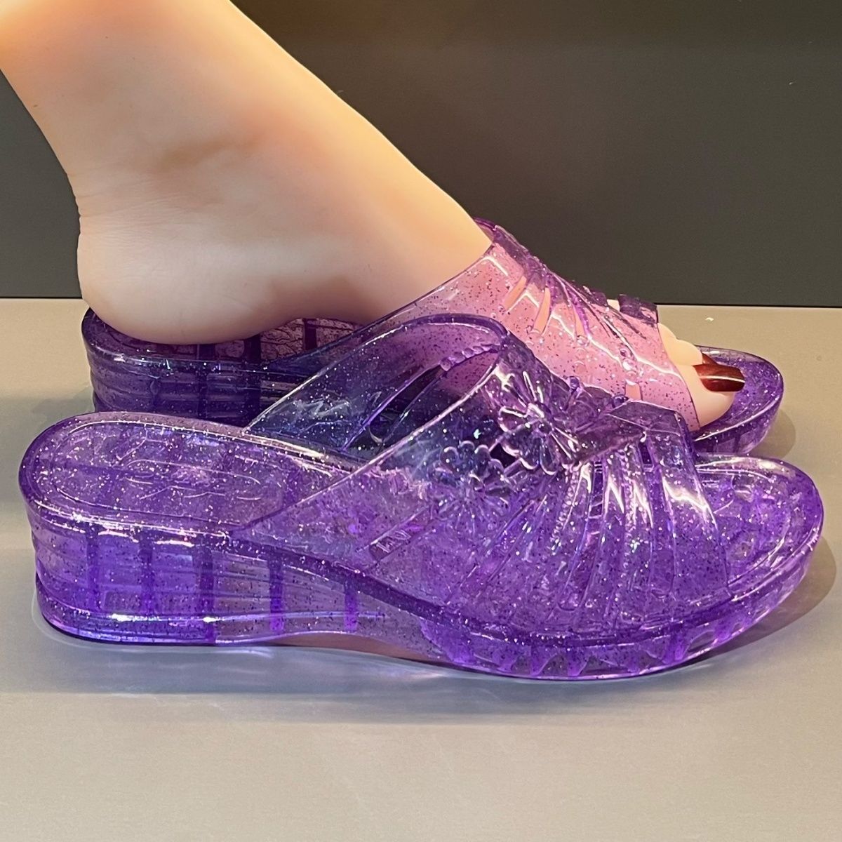 WFashion Purple Glitter Jelly  - огляд і ціна Women Shoes Mules