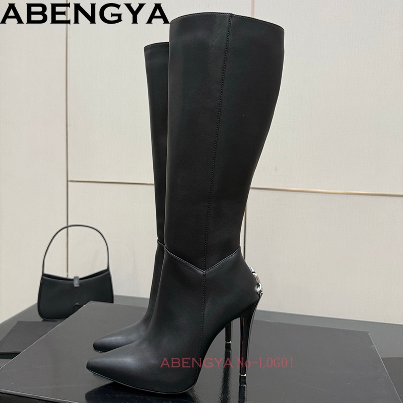 Sexy Black Leather Knee High B - огляд і ціна High Knee Heel Boots