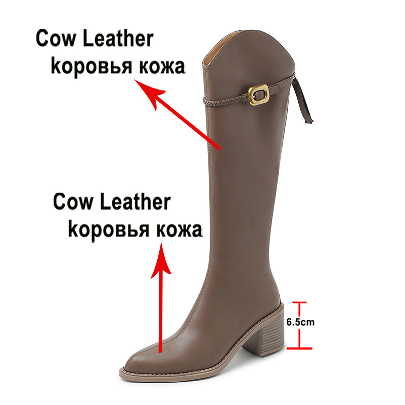 Meotina Women Genuine Leather  - огляд і ціна High Knee Heel Boots