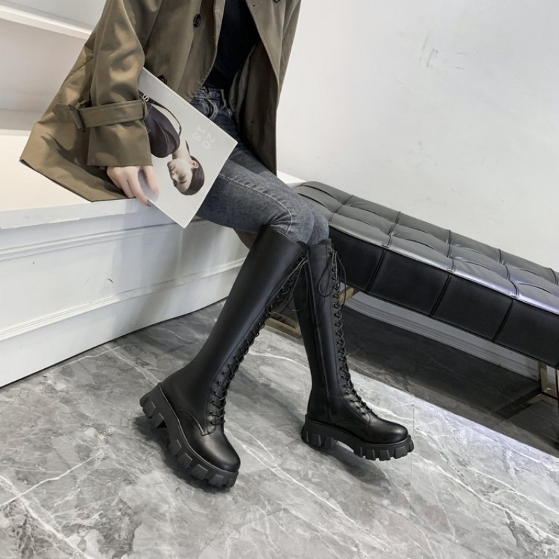 Women Knee High Boots Lace Up  - огляд і ціна High Knee Heel Boots